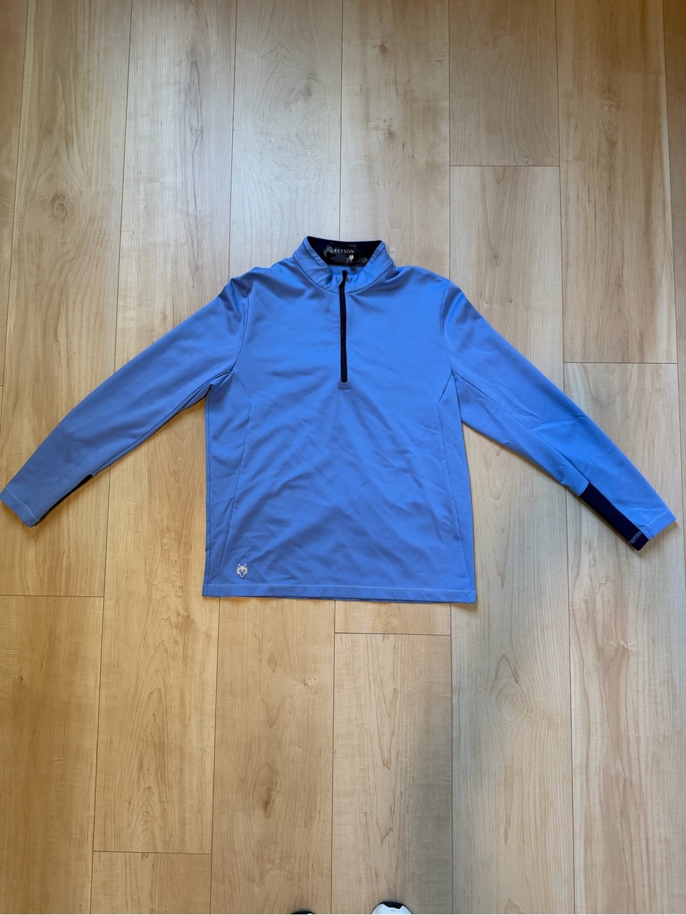 Greyson Light Blue Quarter-Zip Pullover with Navy Trim - Picture 3 of 3